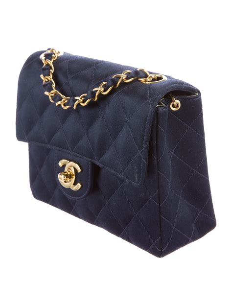 chanel vintage satin mini flap bag|More.